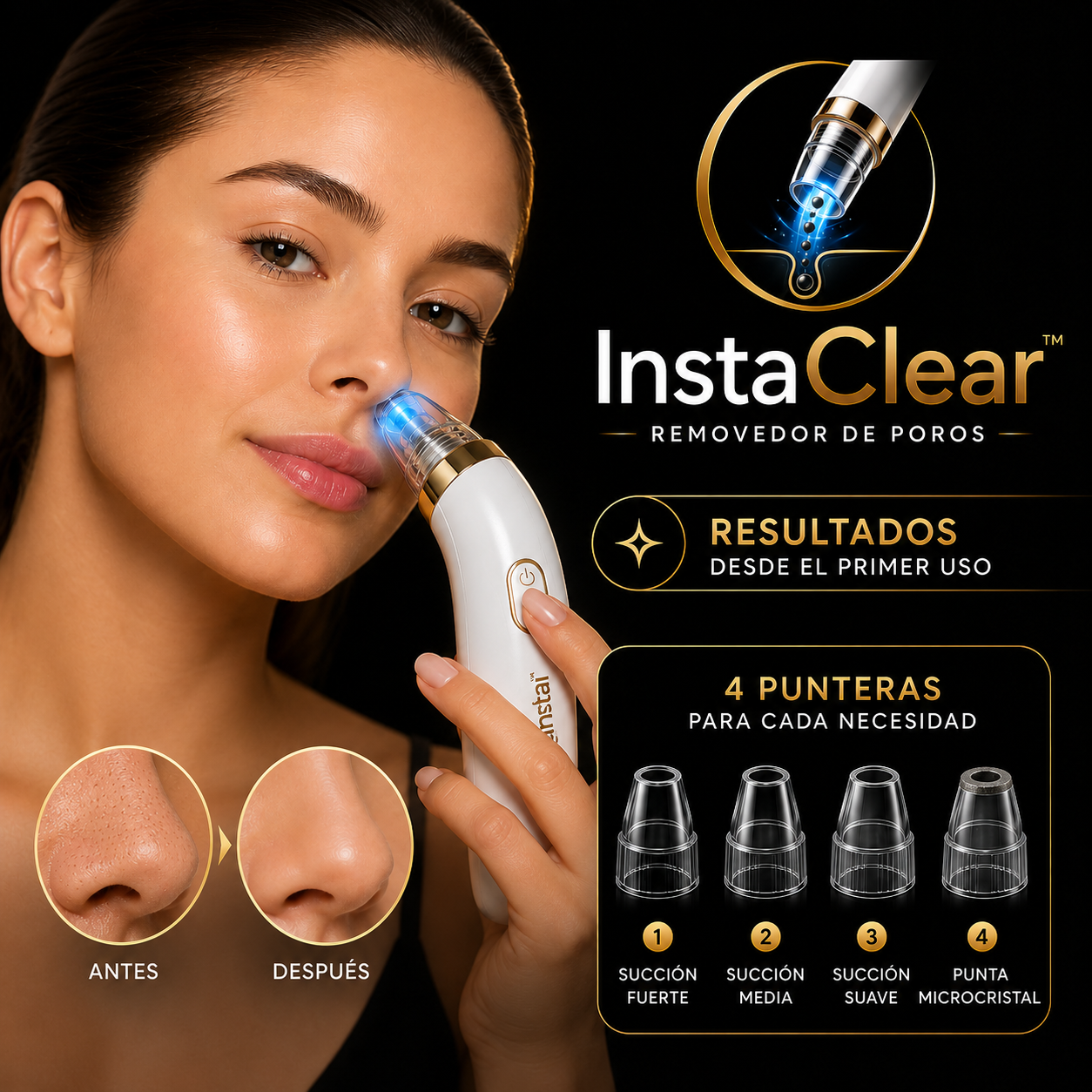 “InstaClear™  nació  para liberar la belleza que siempre estuvo en ti.”